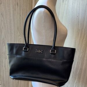 kate spade Black Leather Pebble Tote with Dual Straps